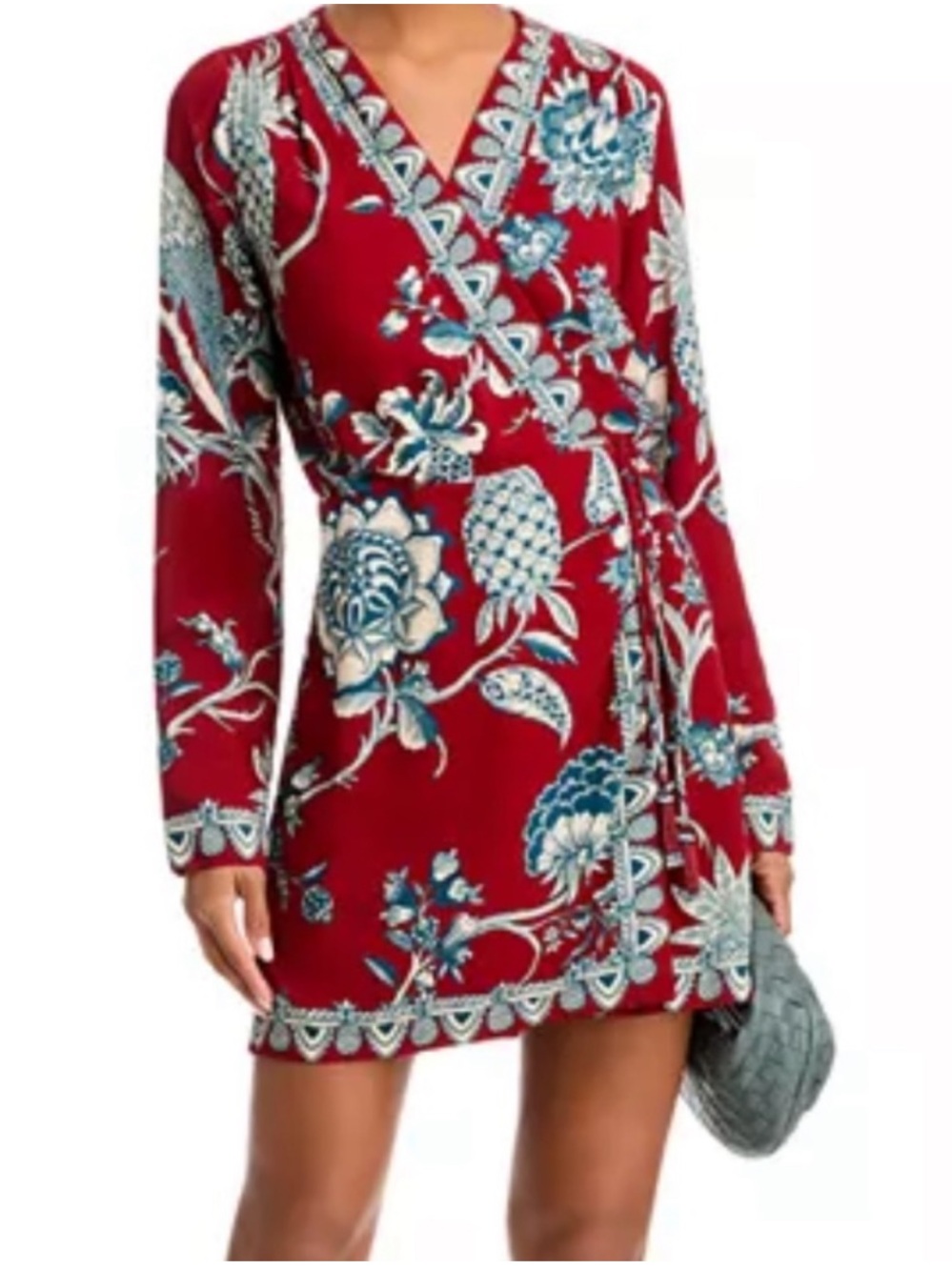 NWT FARM Rio Red Tropical Landing Wrap Mini Dress XS - Picture 5 of 8